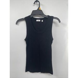 Aritzia's Babaton Busy Tank Top Womens Small Black Cotton Ribbed Scoop Neck NWOT